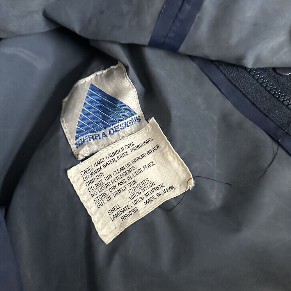 Men's Vintage 70s Sierra Designs Navy Blue Nylon Neoprene Rain Coat Jacket Sz XS